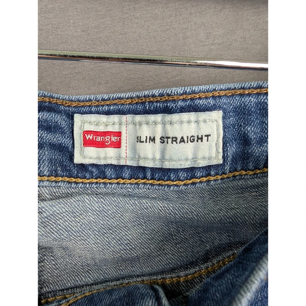 Wrangler Slim Straight Mens Blue Denim Jeans 38x30